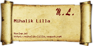 Mihalik Lilla névjegykártya